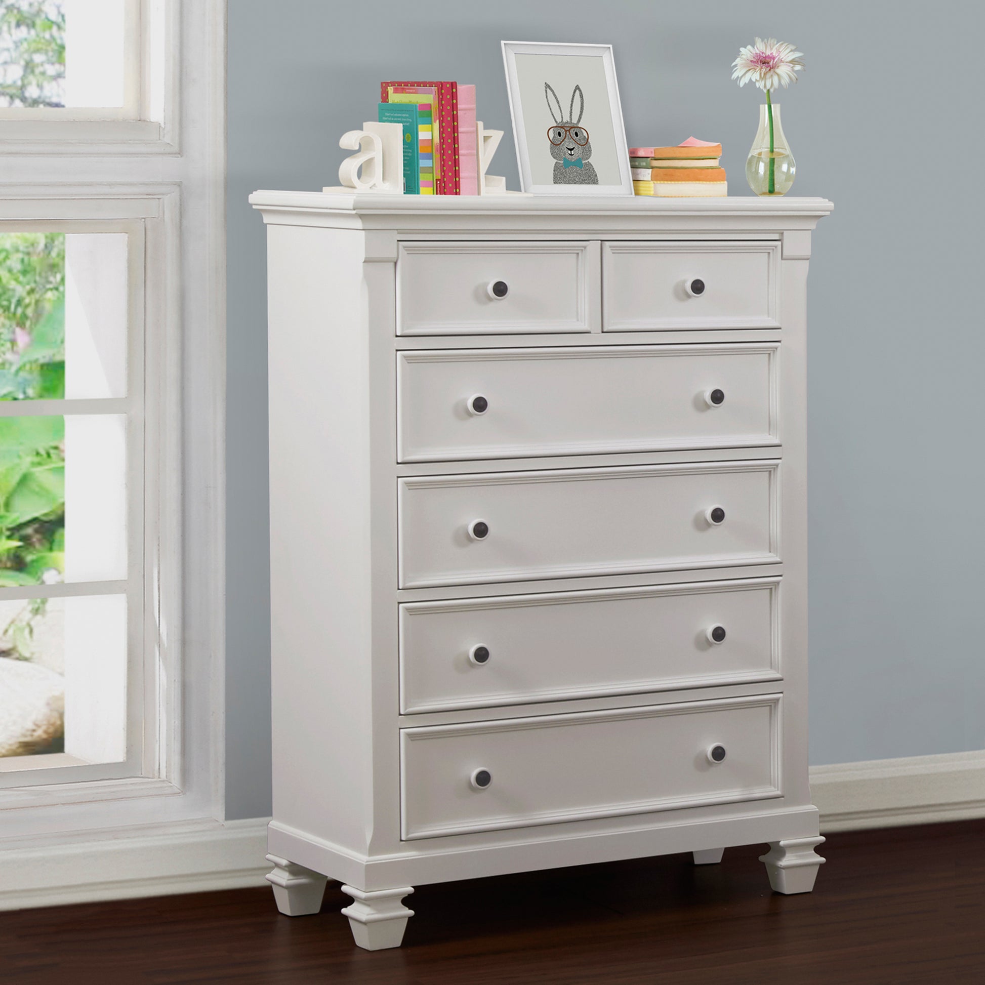 Glendale 6 Drawer Chest Pure White White Solid Wood