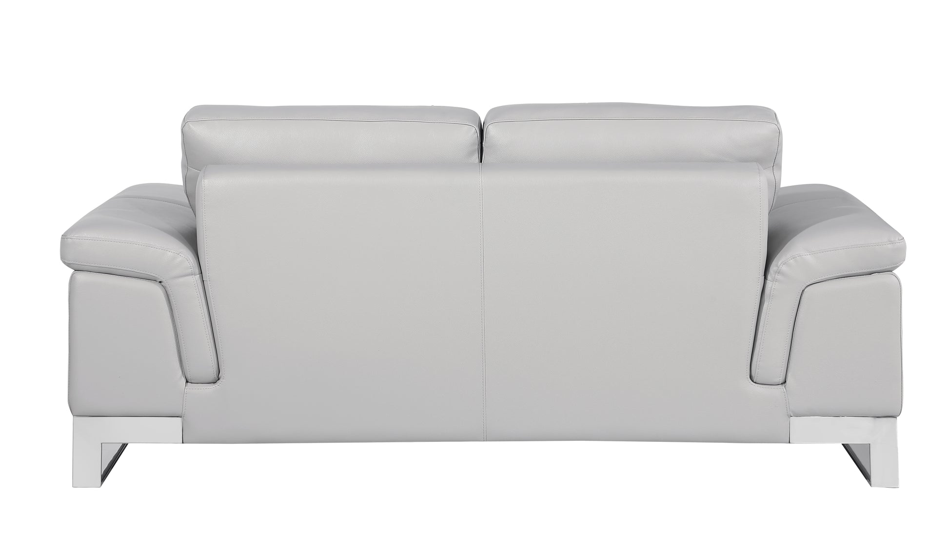 Top Grain Italian Leather Loveseat Light Gray Foam Leather