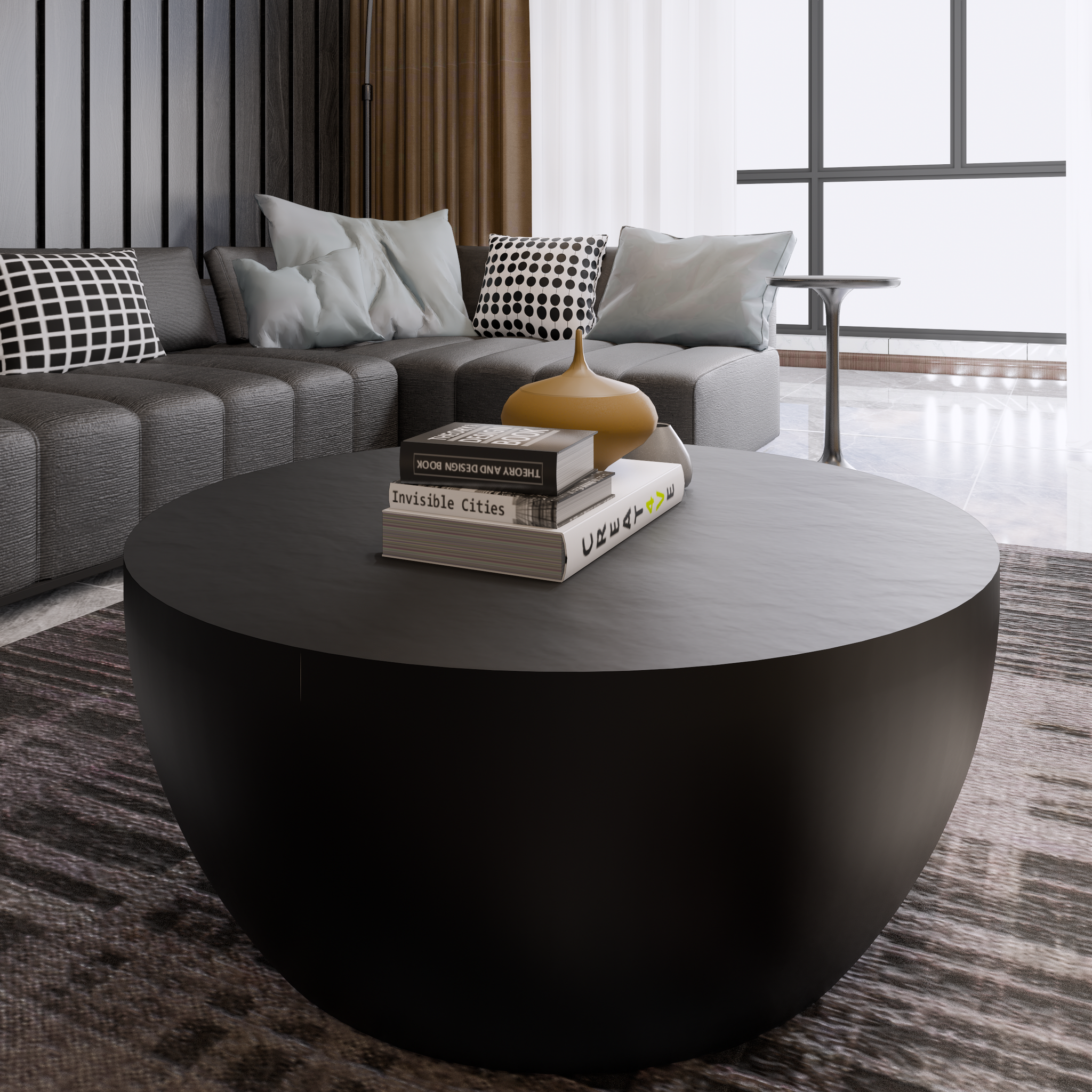 Contemporary solid wood round coffee table, Round