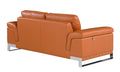 Top Grain Italian Leather Loveseat Camel Foam Leather