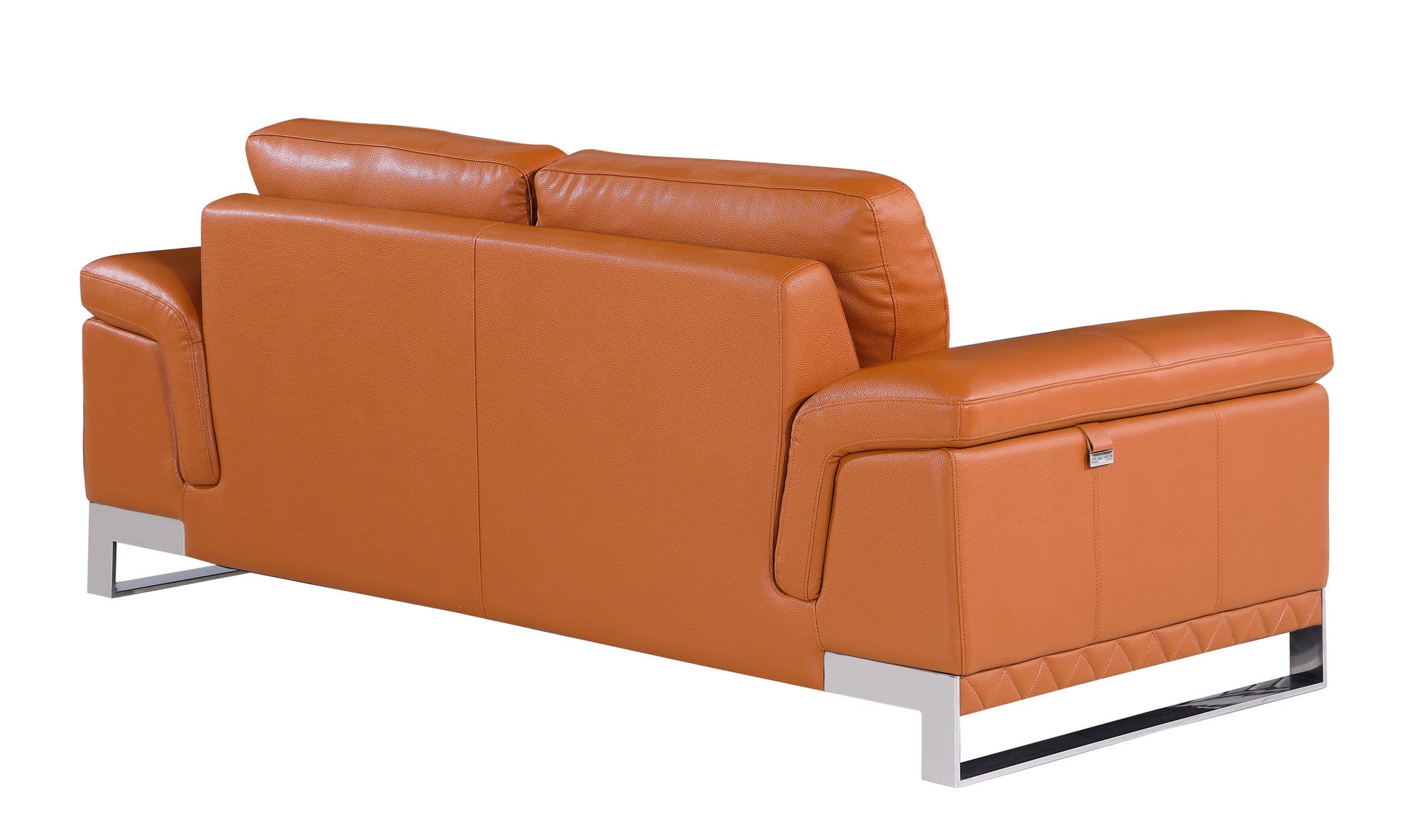 Top Grain Italian Leather Loveseat Camel Foam Leather