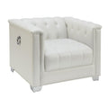 Impressively Styled Chair, White White Upholstered