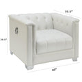 Impressively Styled Chair, White White Upholstered