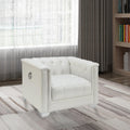 Impressively Styled Chair, White White Upholstered