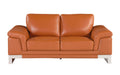 Top Grain Italian Leather Loveseat Camel Foam Leather