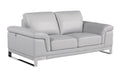 Top Grain Italian Leather Loveseat Light Gray Foam Leather