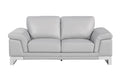 Top Grain Italian Leather Loveseat Light Gray Foam Leather