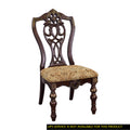 Formal Traditional Dining Chairs 2Pc Set Dark Cherry Finish With Gold Tipping Jacquard Fabric Upholstered Extravagant Carving Dining Room Furniture Cherry Dining Room European,Traditional Side Chair Wood