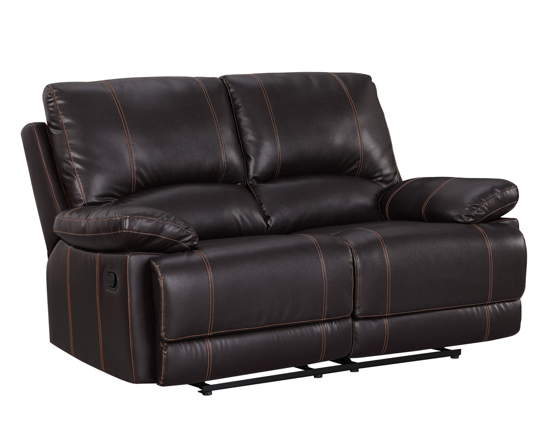 Leather Air Recliining Loveseat Brown Foam Leather