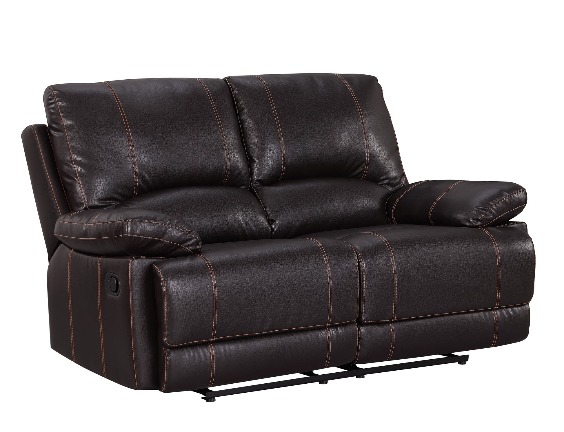 Leather Air Recliining Loveseat Brown Foam Leather