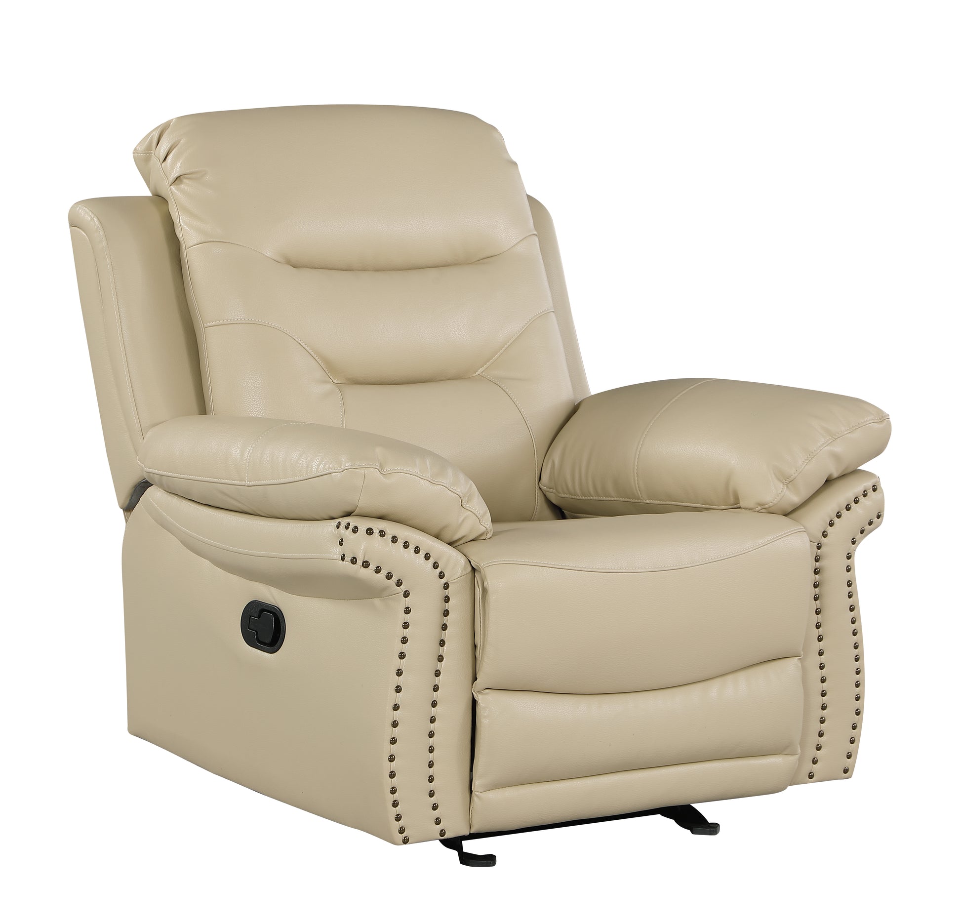 Leather Air Upholstered Chair With Fiber Back Beige Foam Leather