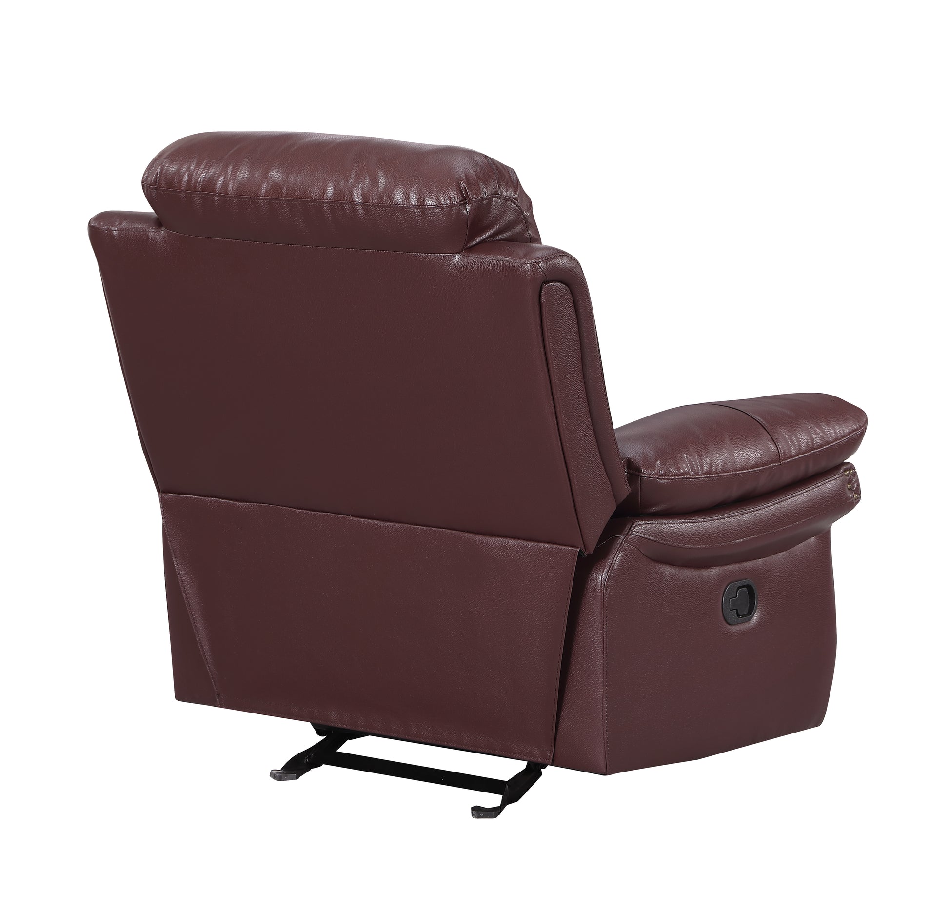 Leather Air Upholstered Reclining Chair With Fiber Back Burgundy Foam Leather