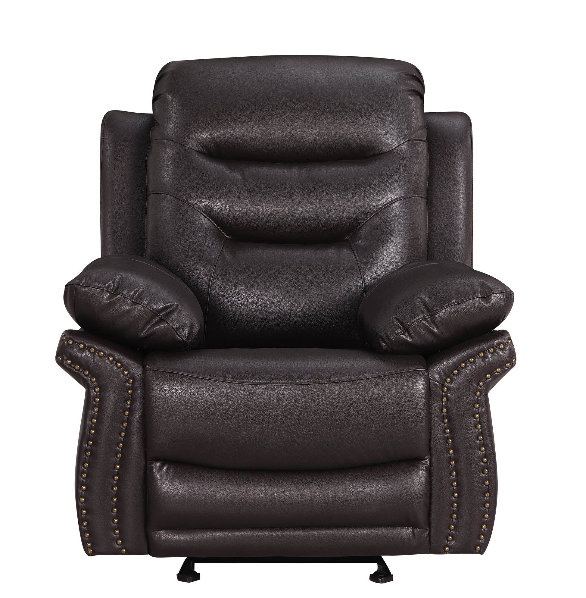 Leather Air Upholstered Reclining Chair With Fiber Back Brown Foam Leather