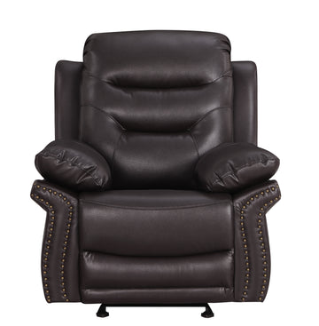 Leather Air Upholstered Reclining Chair With Fiber Back Brown Foam Leather