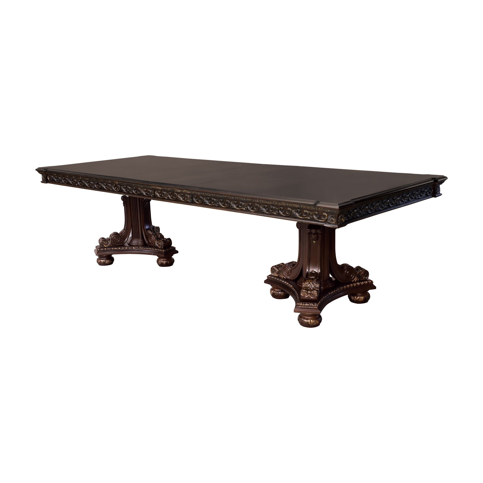 Formal Traditional Dining Table 1Pc Dark Cherry Finish With Gold Tipping 2X Extension Leaves Cherry Veneer Wooden Dining Room Furniture Cherry Dining Room European,Traditional Wood