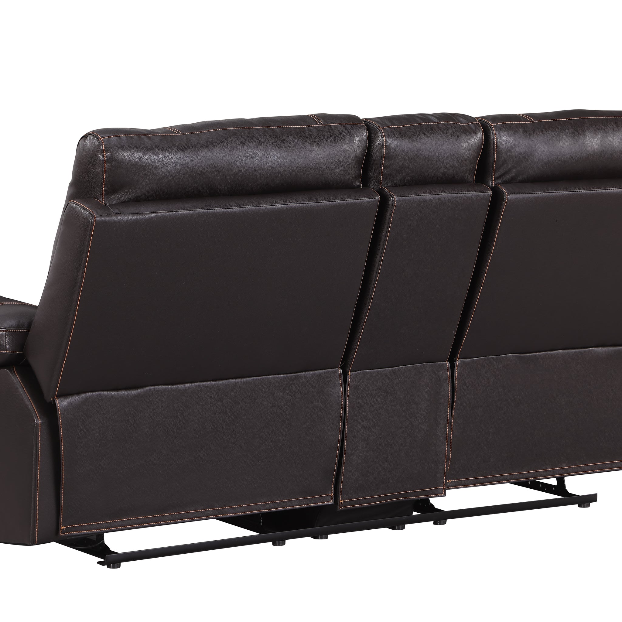 Leather Air Recliining Console Loveseat Brown Foam Leather