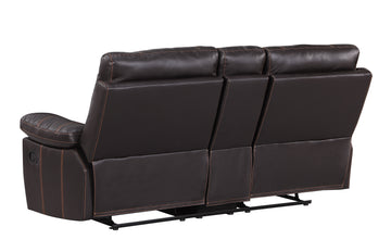 Leather Air Recliining Console Loveseat Brown Foam Leather