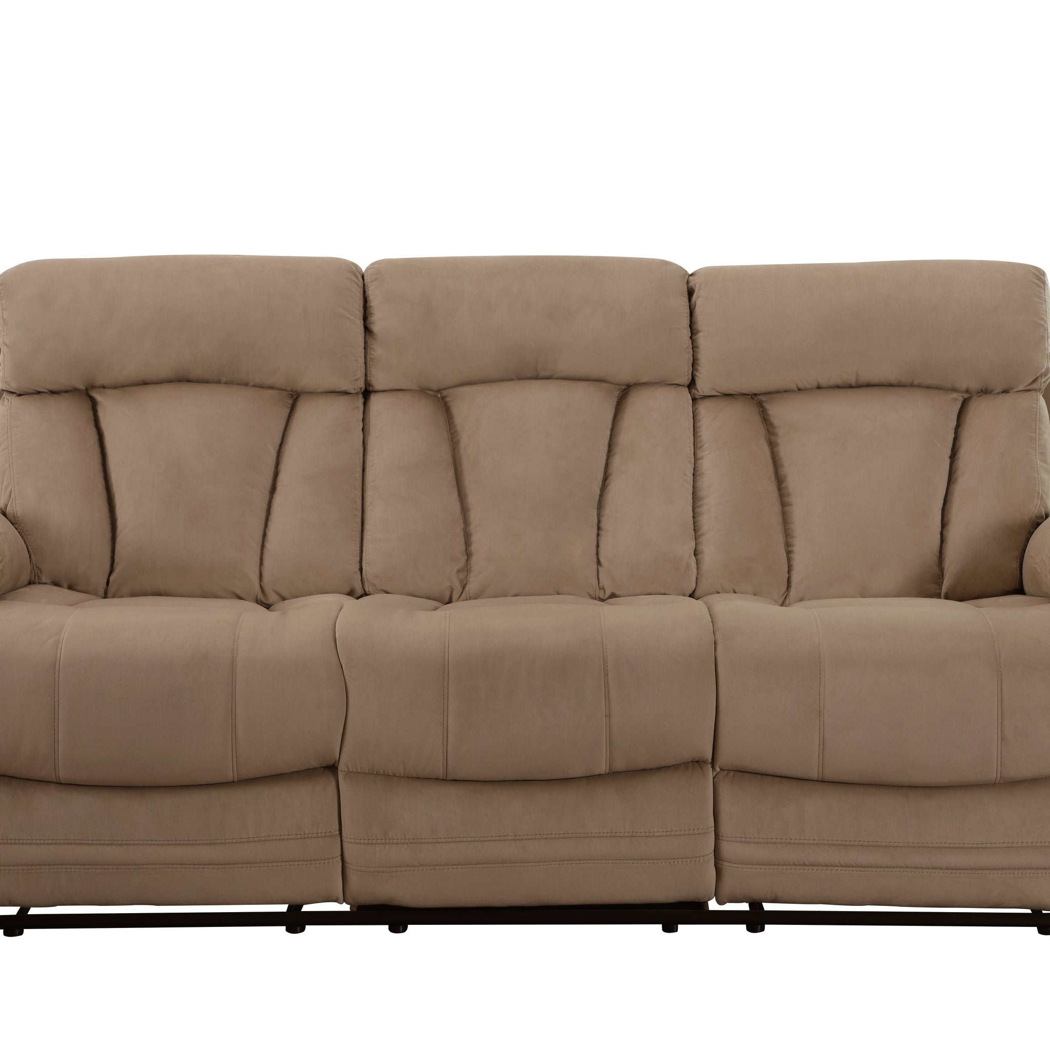 Transitional Microfiber Fabric Sofa Beige Foam Fabric