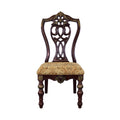 Formal Traditional Dining Chairs 2Pc Set Dark Cherry Finish With Gold Tipping Jacquard Fabric Upholstered Extravagant Carving Dining Room Furniture Cherry Dining Room European,Traditional Side Chair Wood