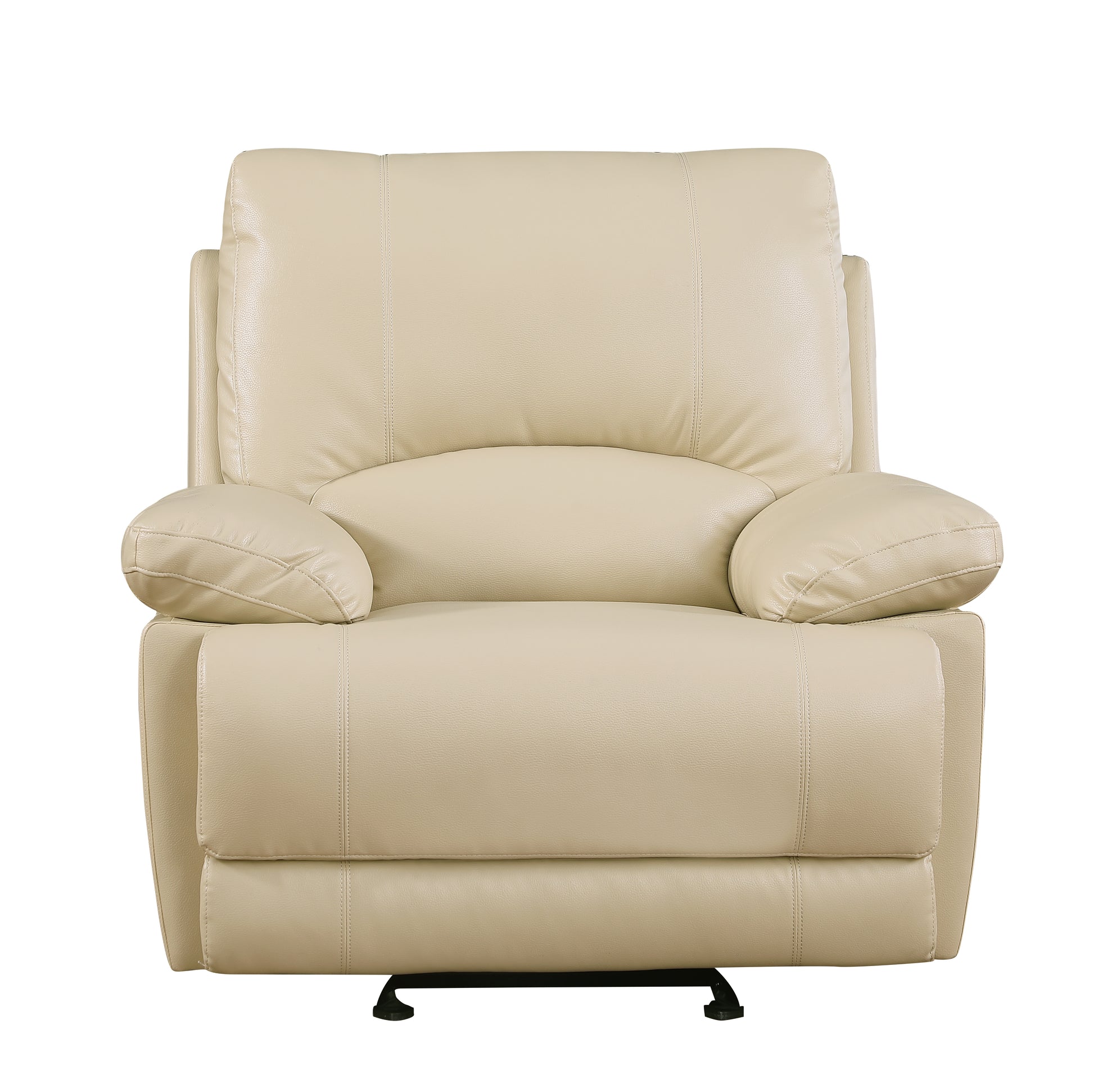 Leather Air Recliining Loveseat Beige Foam Leather