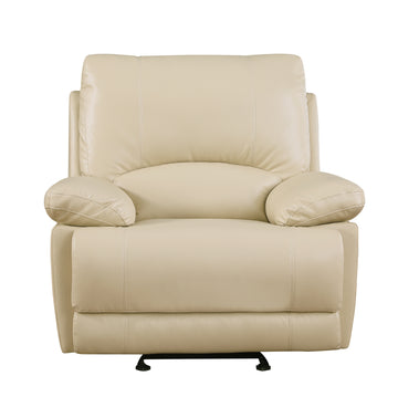 Leather Air Recliining Loveseat Beige Foam Leather