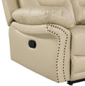 Leather Air Upholstered Reclining Console Loveseat With Fiber Back Beige Foam Leather