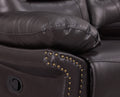 Leather Air Upholstered Reclining Console Loveseat With Fiber Back Brown Foam Leather