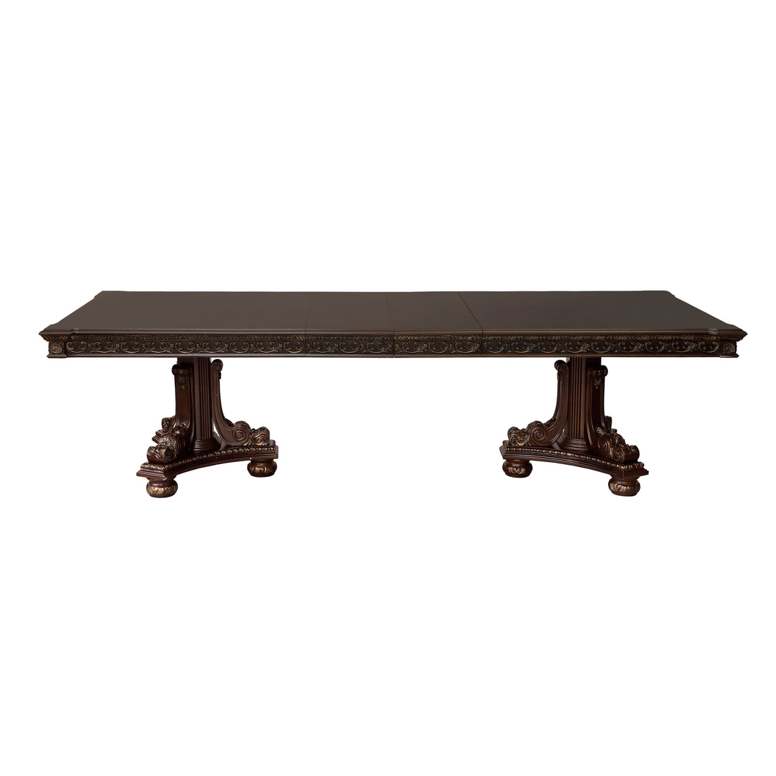 Formal Traditional Dining Table 1Pc Dark Cherry Finish With Gold Tipping 2X Extension Leaves Cherry Veneer Wooden Dining Room Furniture Cherry Dining Room European,Traditional Wood