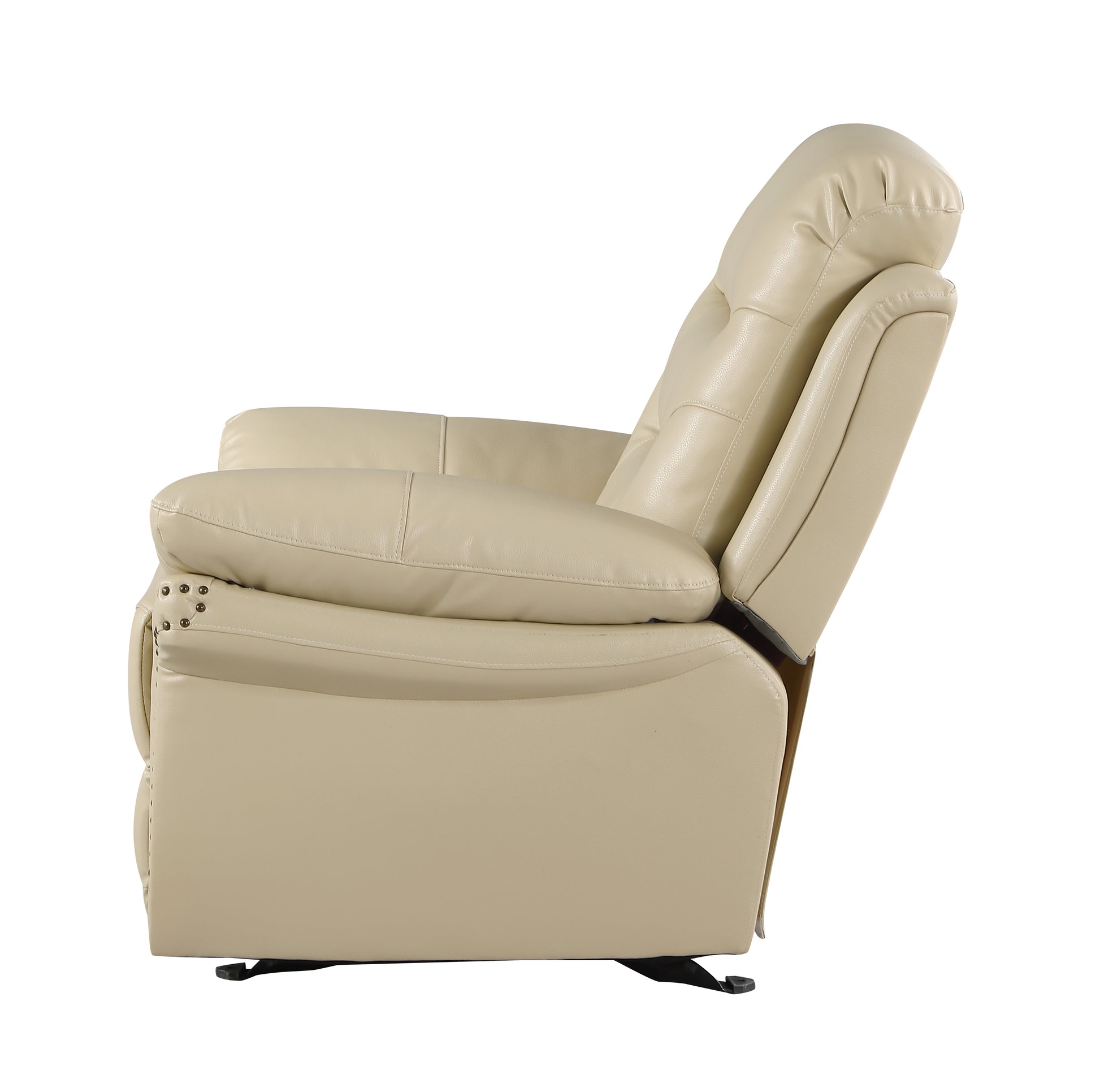 Leather Air Upholstered Chair With Fiber Back Beige Foam Leather