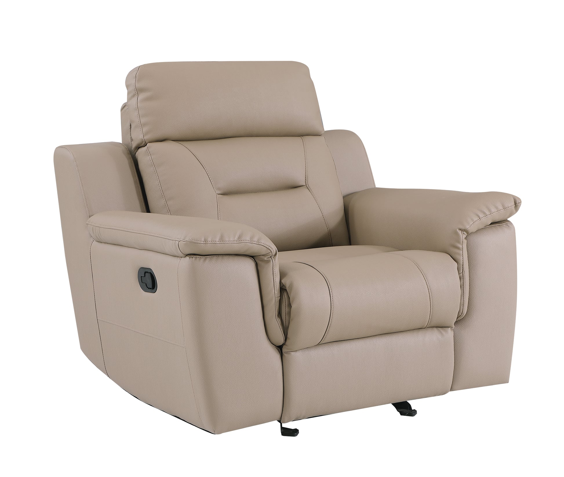 Reclining Modern Leather Air Upholstered Chair Beige Foam Leather
