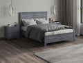 Albany 3 Piece Twin Bed Set, Heavy Duty Solid Wood Twin Size Bed Frame With Bedside Table Set Of 2, Gray Gray Solid Wood