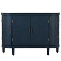 Accent Storage Cabinet Sideboard Wooden Cabinet With Antique Pattern Doors For Hallway, Entryway, Living Room Navy Blue Mdf