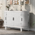 Accent Storage Cabinet Sideboard Wooden Cabinet With Antique Pattern Doors For Hallway, Entryway, Living Room White Mdf