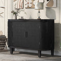 Accent Storage Cabinet Sideboard Wooden Cabinet With Antique Pattern Doors For Hallway, Entryway, Living Room Black Mdf