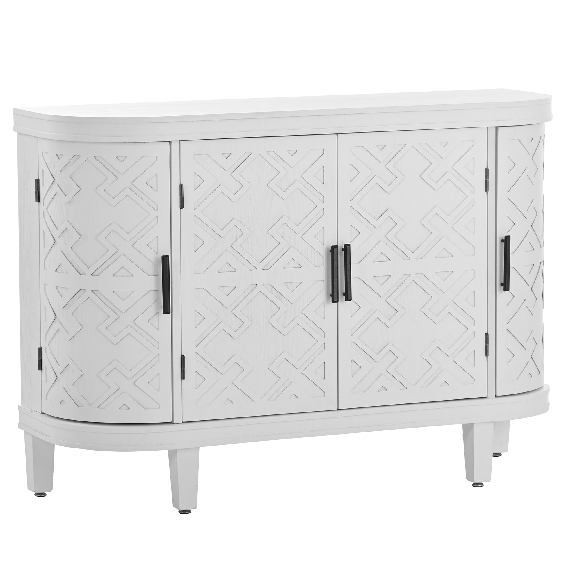 Accent Storage Cabinet Sideboard Wooden Cabinet With Antique Pattern Doors For Hallway, Entryway, Living Room White Mdf