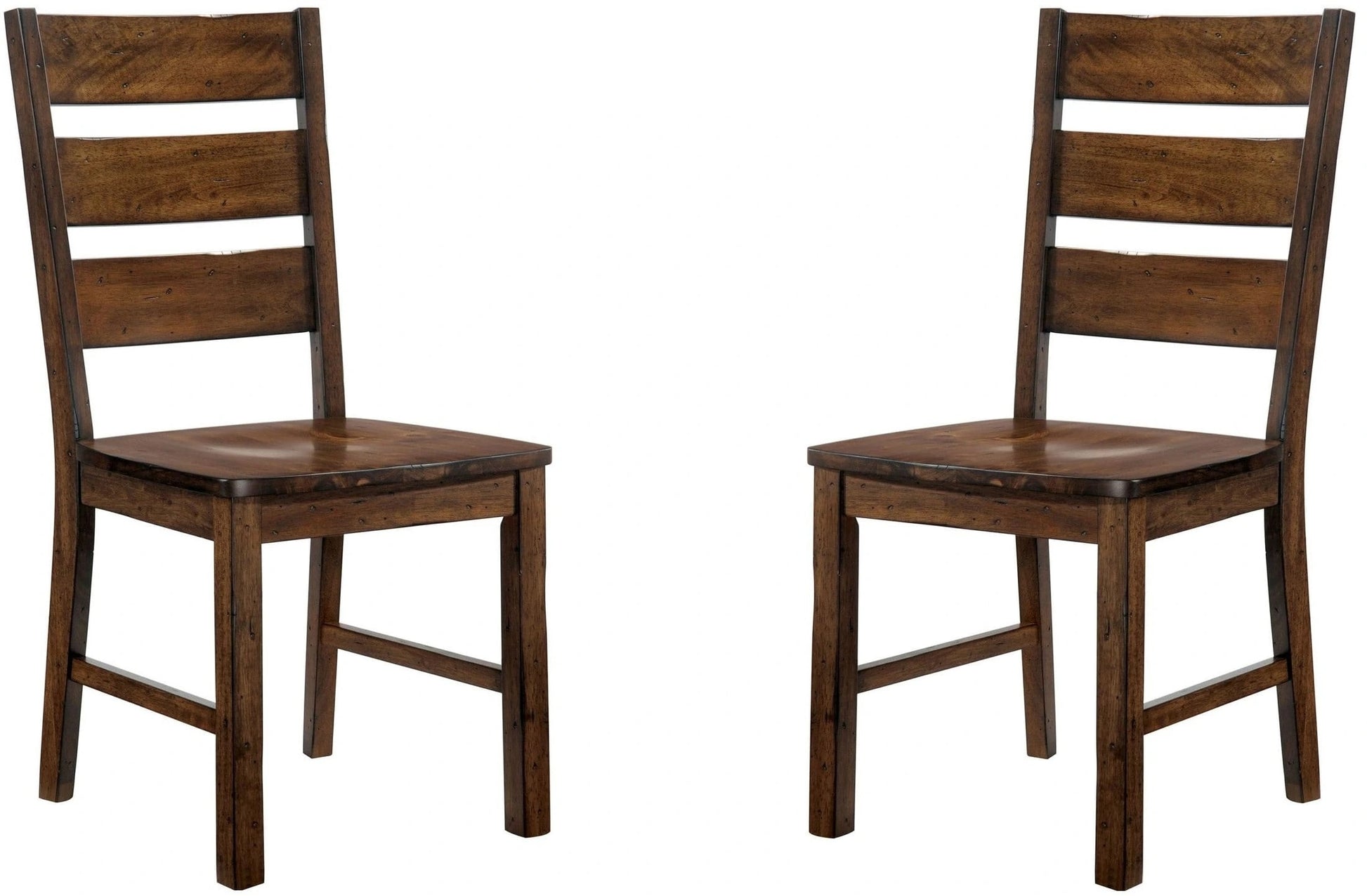 Walnut Finish Solid Wood Industrial Style Kitchen Set Of 2 Dining Chairs Slat Back Chairs Walnut Dining Room Contemporary,Industrial Ladder Back Solid Wood