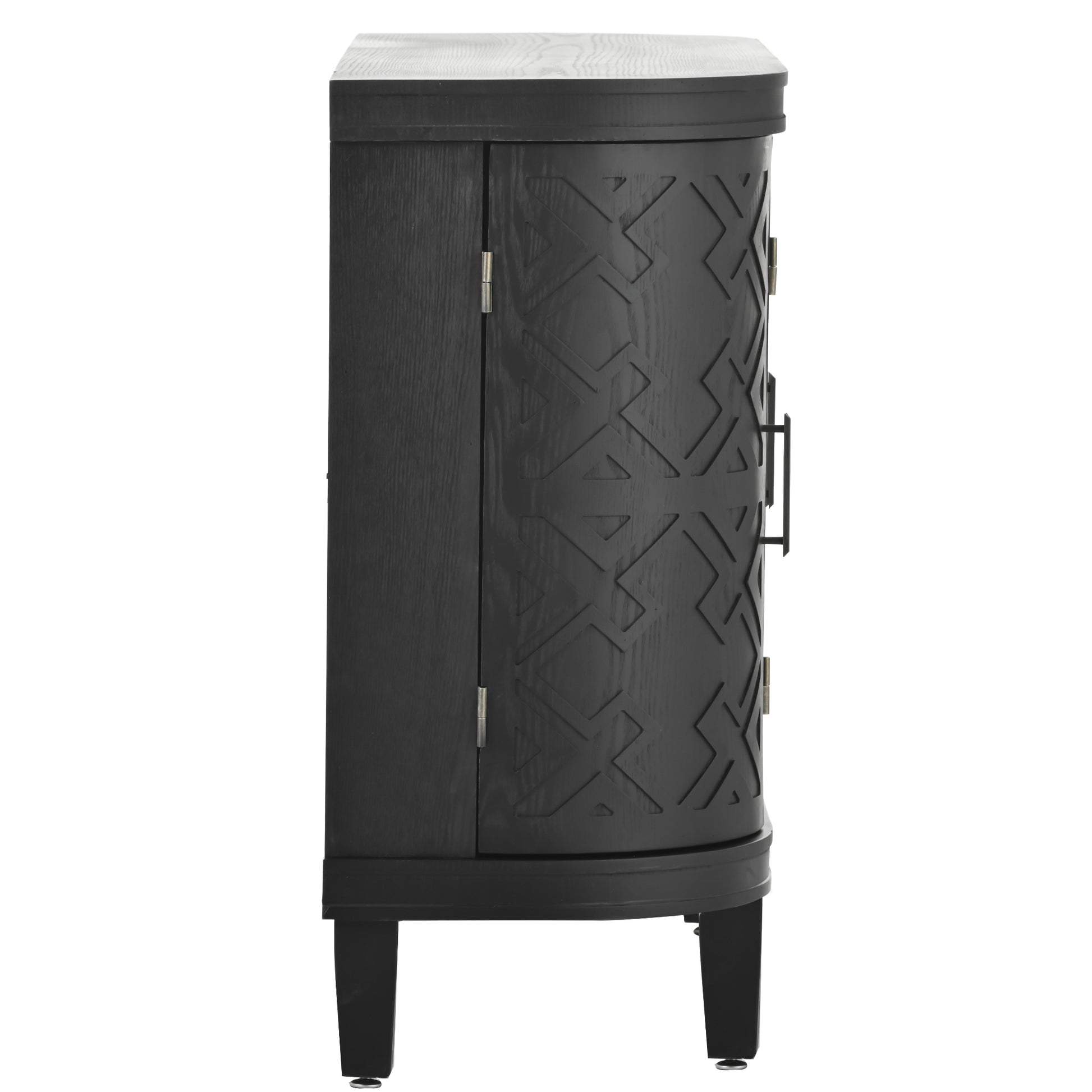 Accent Storage Cabinet Sideboard Wooden Cabinet With Antique Pattern Doors For Hallway, Entryway, Living Room Black Mdf