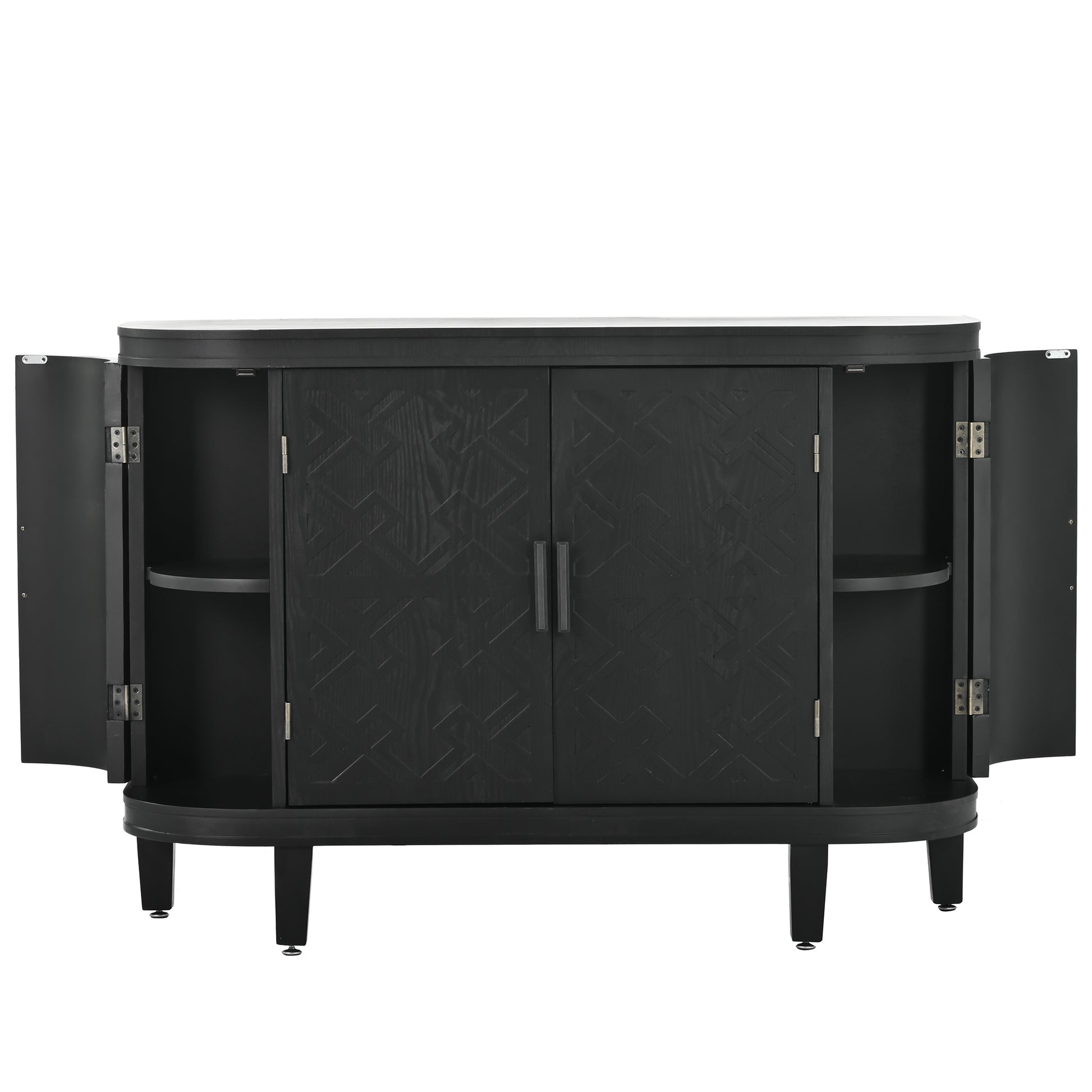 Accent Storage Cabinet Sideboard Wooden Cabinet With Antique Pattern Doors For Hallway, Entryway, Living Room Black Mdf