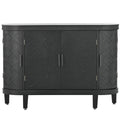 Accent Storage Cabinet Sideboard Wooden Cabinet With Antique Pattern Doors For Hallway, Entryway, Living Room Black Mdf