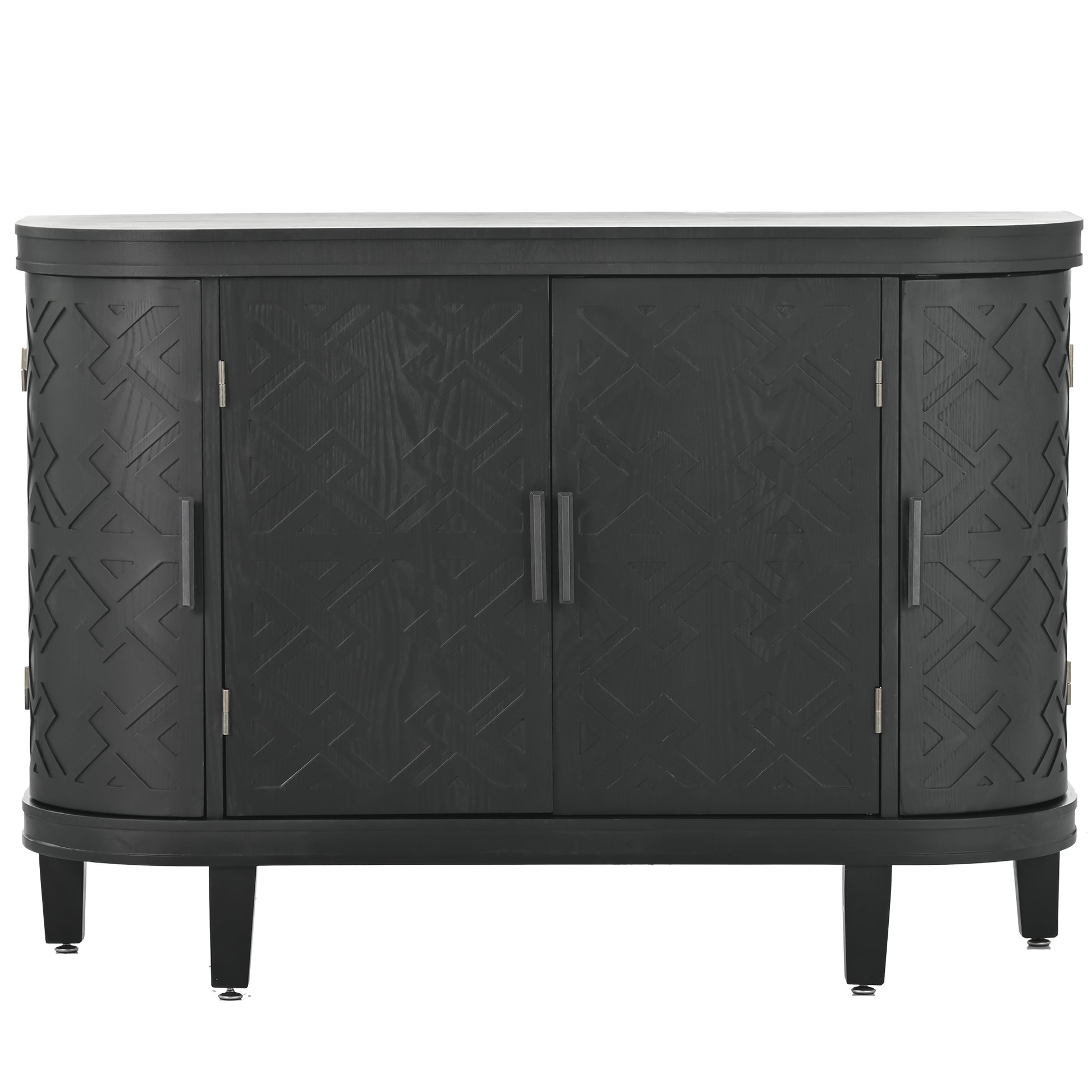 Accent Storage Cabinet Sideboard Wooden Cabinet With Antique Pattern Doors For Hallway, Entryway, Living Room Black Mdf