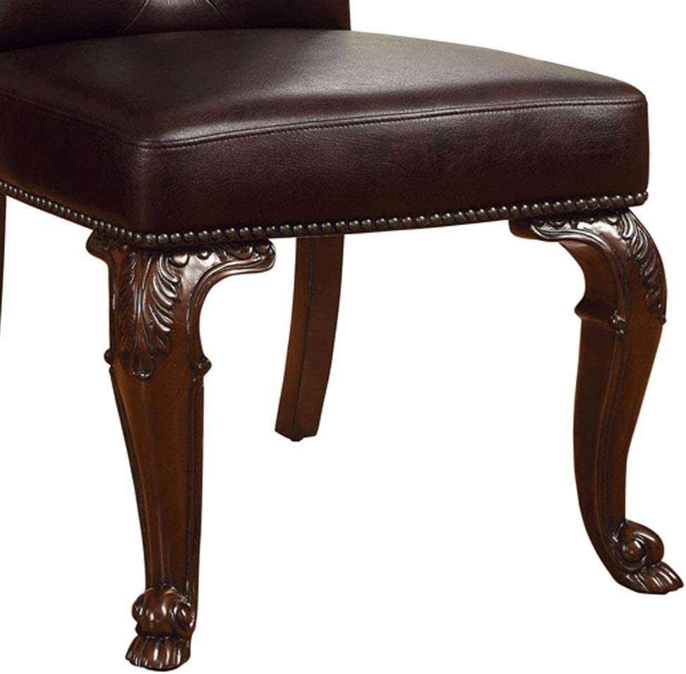 Traditional Formal Set of 2 Side Chairs Brown Cherry dark brown-brown-dining