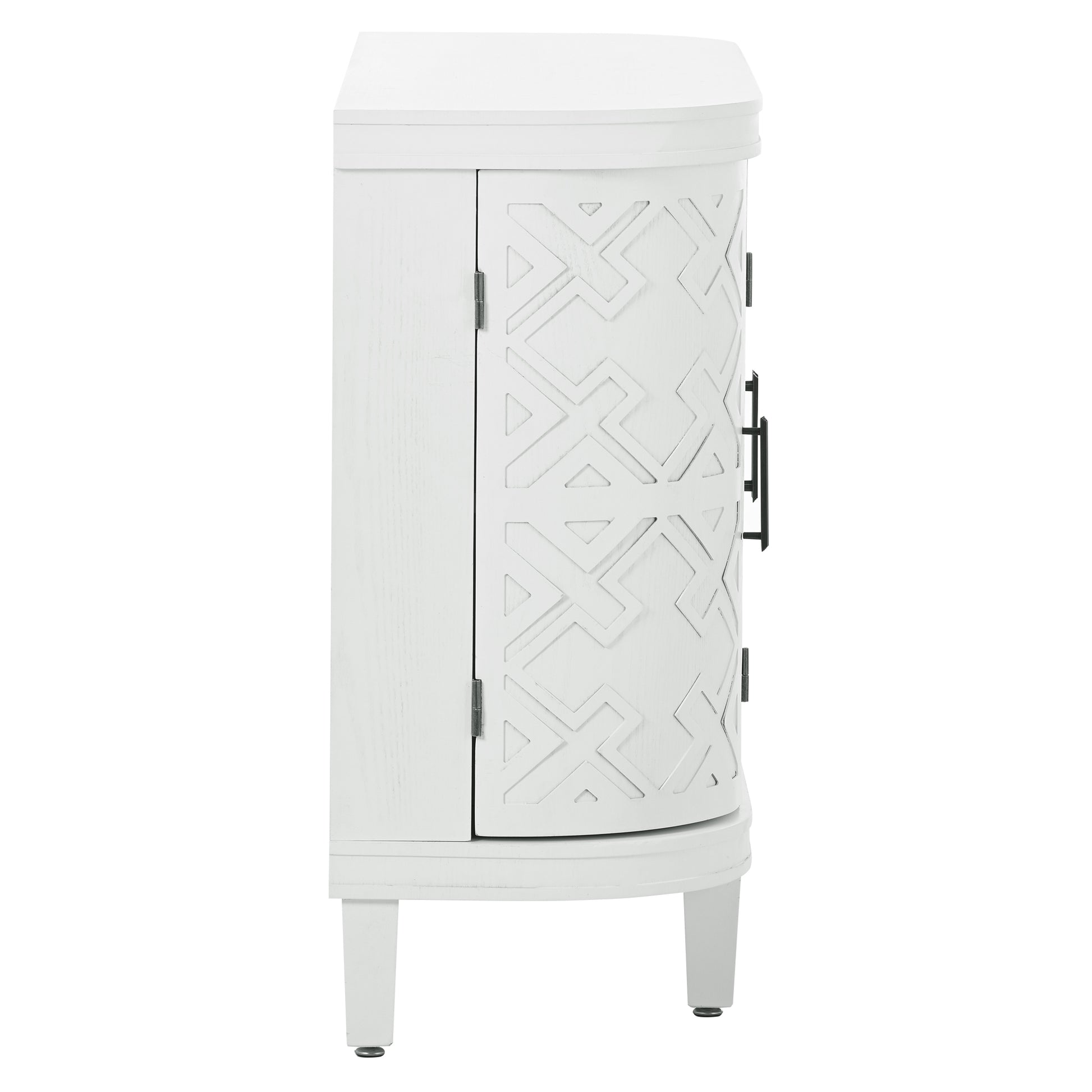 Accent Storage Cabinet Sideboard Wooden Cabinet With Antique Pattern Doors For Hallway, Entryway, Living Room White Mdf