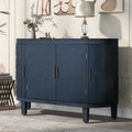 Accent Storage Cabinet Sideboard Wooden Cabinet With Antique Pattern Doors For Hallway, Entryway, Living Room Navy Blue Mdf