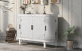 Accent Storage Cabinet Sideboard Wooden Cabinet With Antique Pattern Doors For Hallway, Entryway, Living Room White Mdf