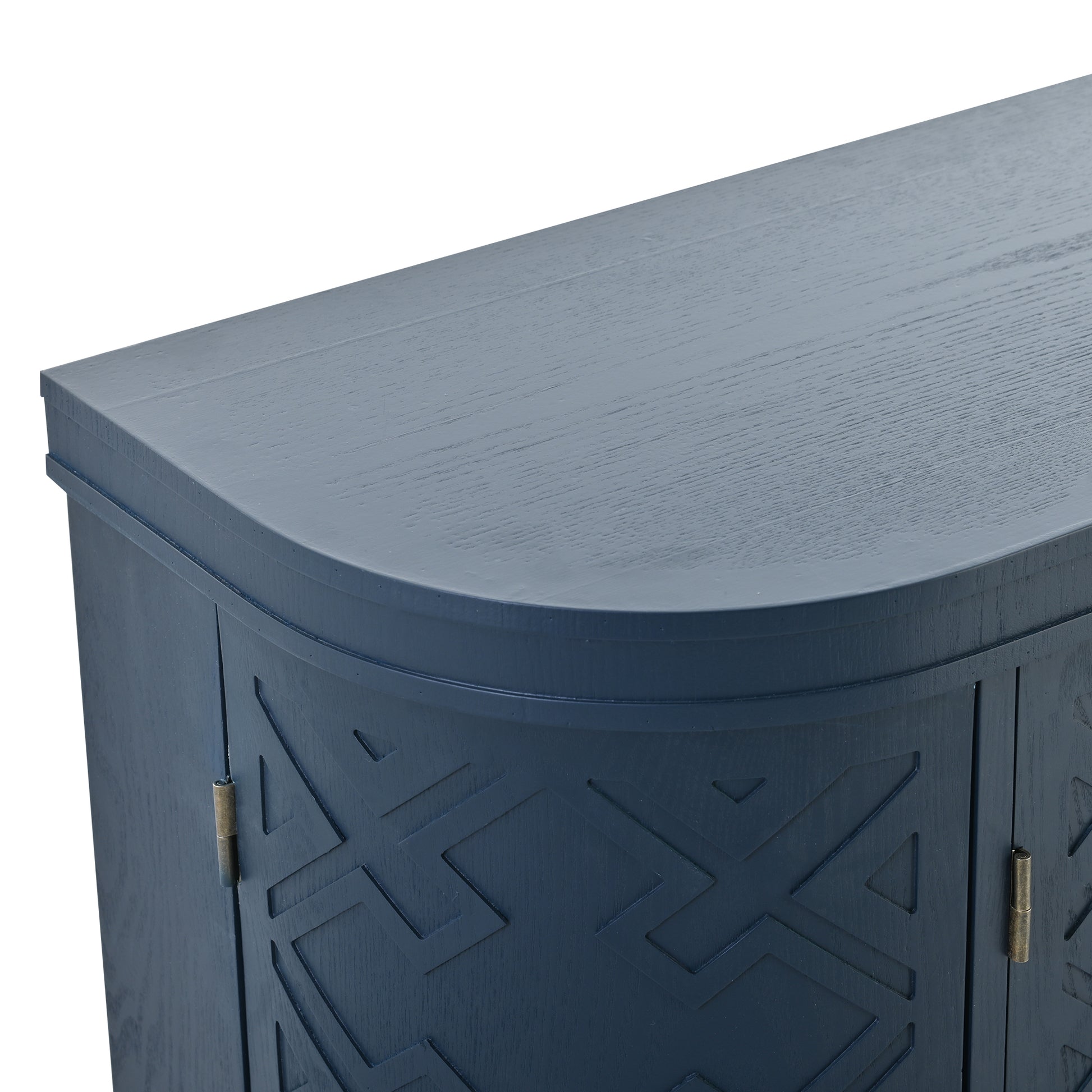 Accent Storage Cabinet Sideboard Wooden Cabinet With Antique Pattern Doors For Hallway, Entryway, Living Room Navy Blue Mdf