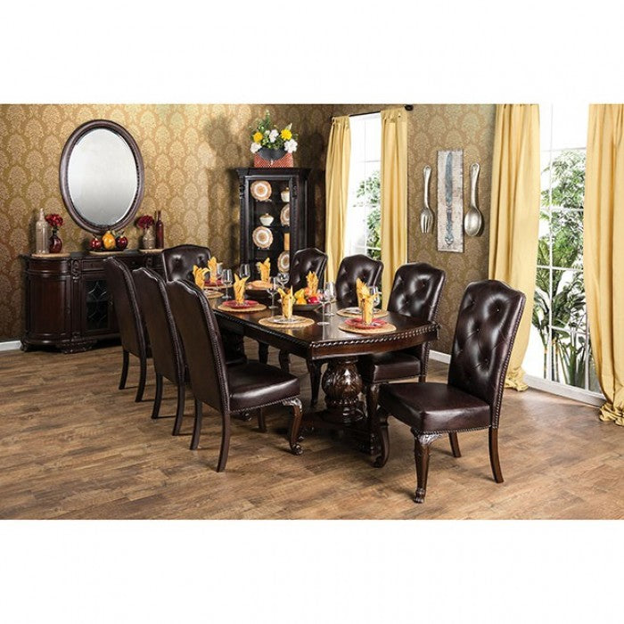 Traditional Formal Set Of 2 Side Chairs Brown Cherry Solid Wood Chair Paddedtufted Upholstered Kitchen Dining Room Furniture Dark Brown Brown Dining Room Luxury,Traditional Dining Chairs Rubberwood Tufted Back Solid Wood