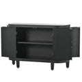 Accent Storage Cabinet Sideboard Wooden Cabinet With Antique Pattern Doors For Hallway, Entryway, Living Room Black Mdf