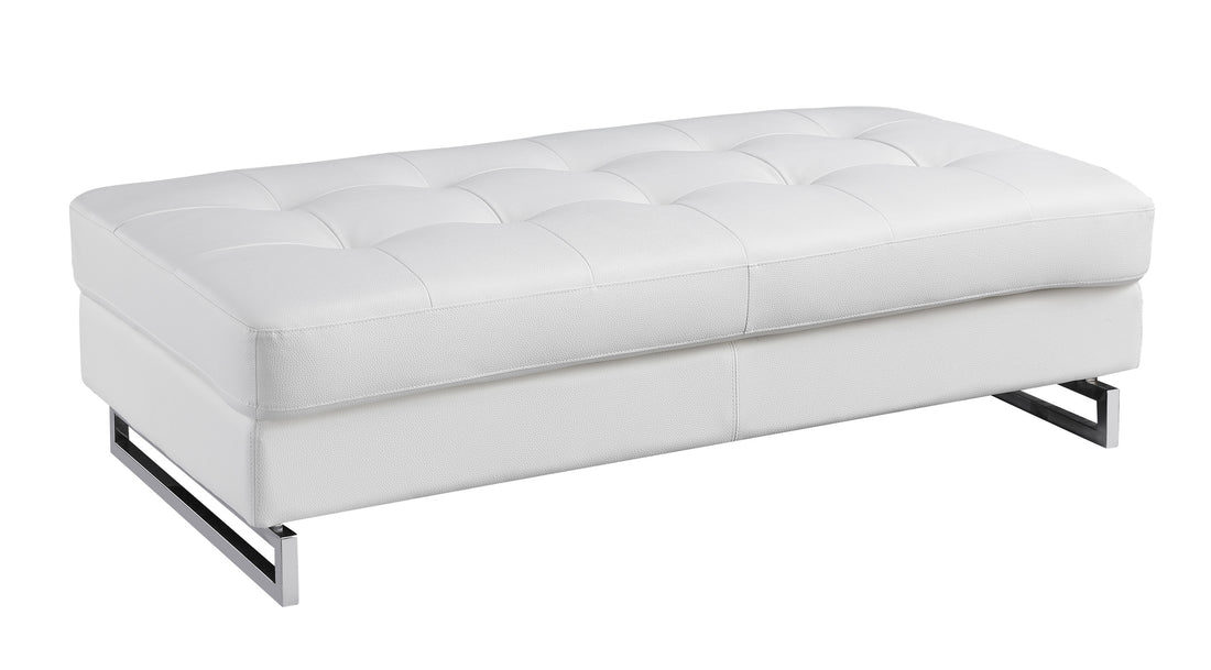 Genuine Leather Ottoman White Foam Leather