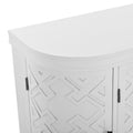 Accent Storage Cabinet Sideboard Wooden Cabinet With Antique Pattern Doors For Hallway, Entryway, Living Room White Mdf