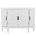 Accent Storage Cabinet Sideboard Wooden Cabinet With Antique Pattern Doors For Hallway, Entryway, Living Room White Mdf